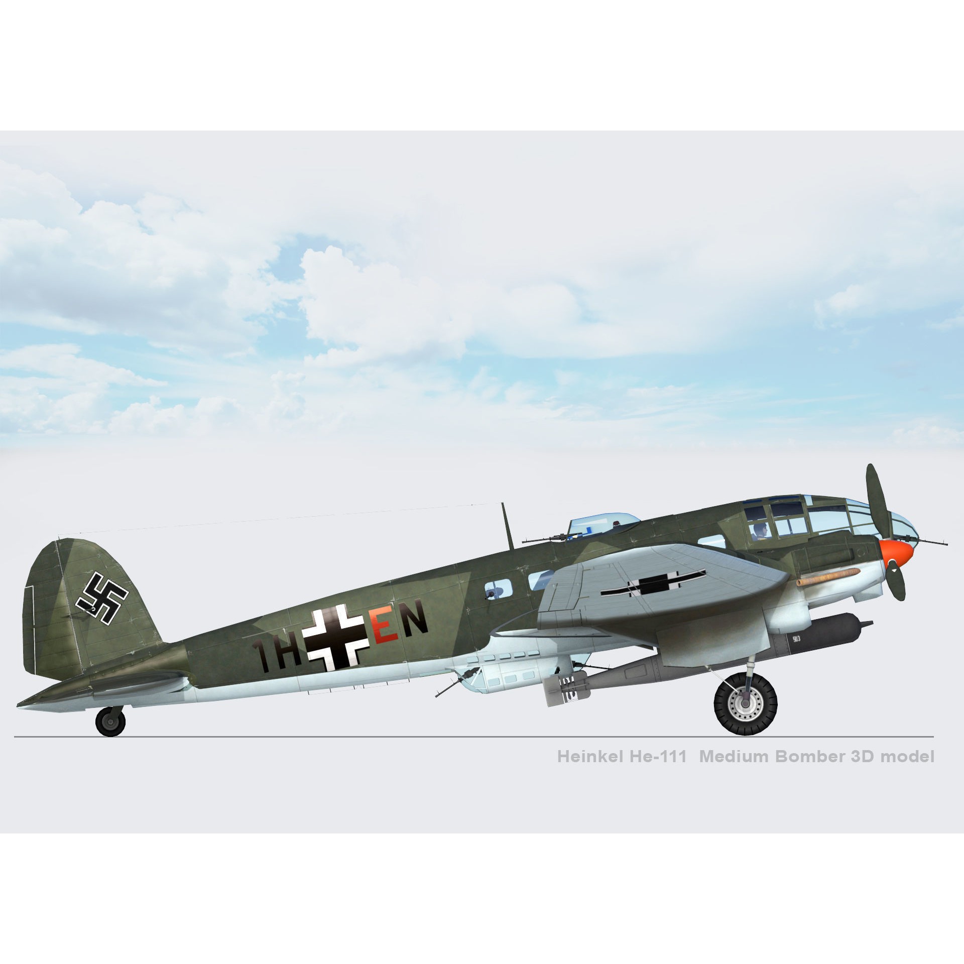 Heinkel He-111 - Rigged Game-Ready 3D Model - View 10
