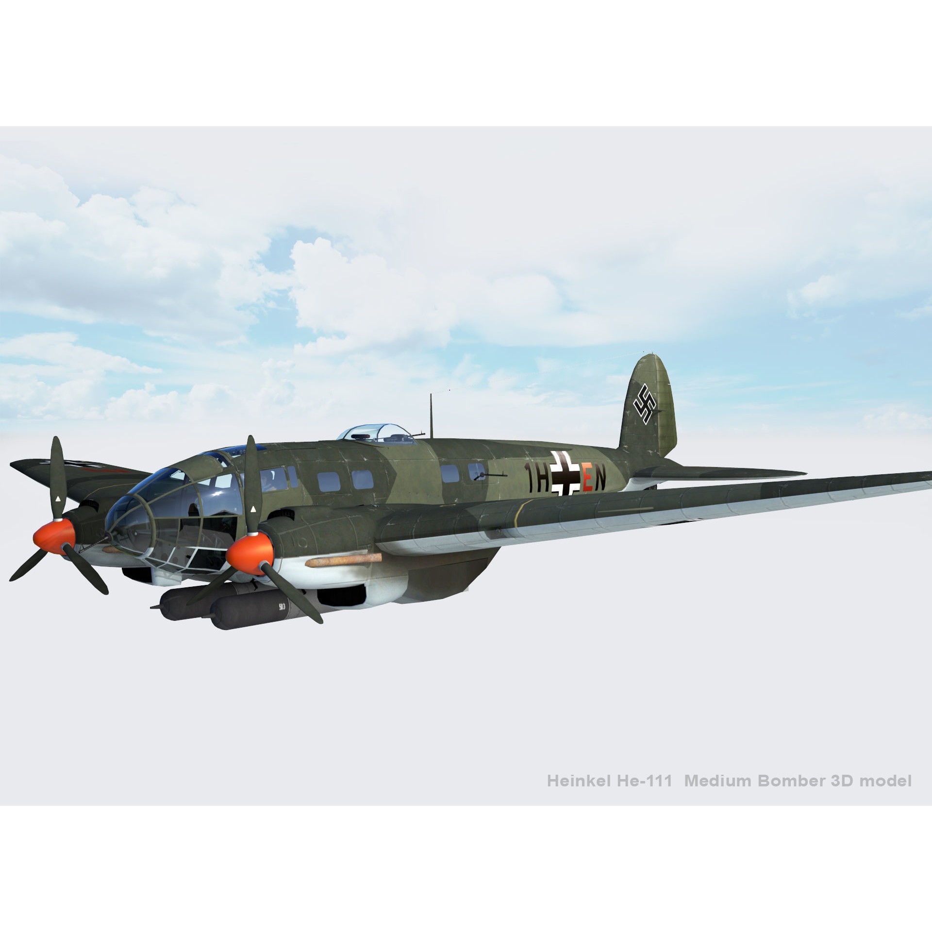 Heinkel He-111 - Rigged Game-Ready 3D Model - View 11