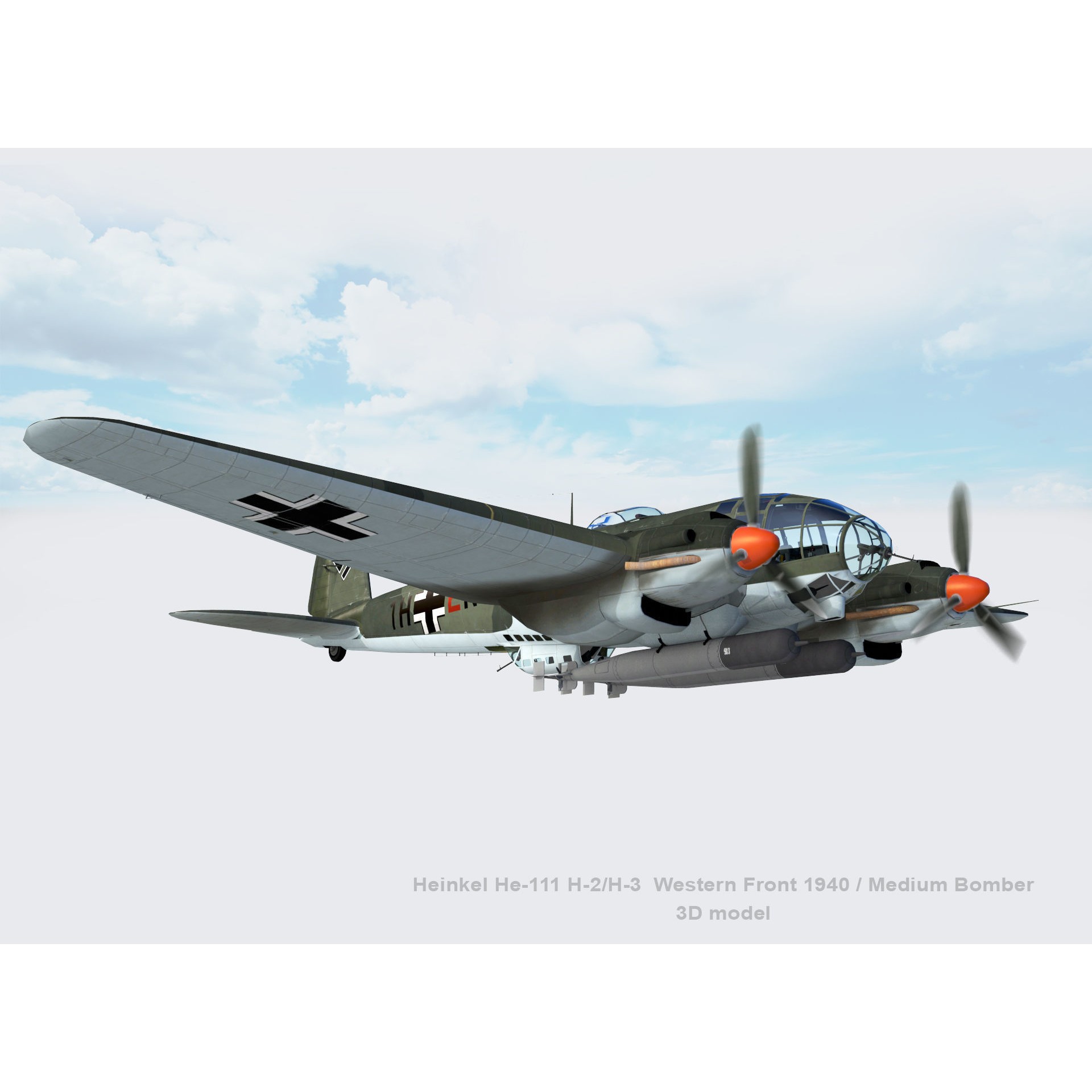 Heinkel He-111 - Rigged Game-Ready 3D Model - View 12