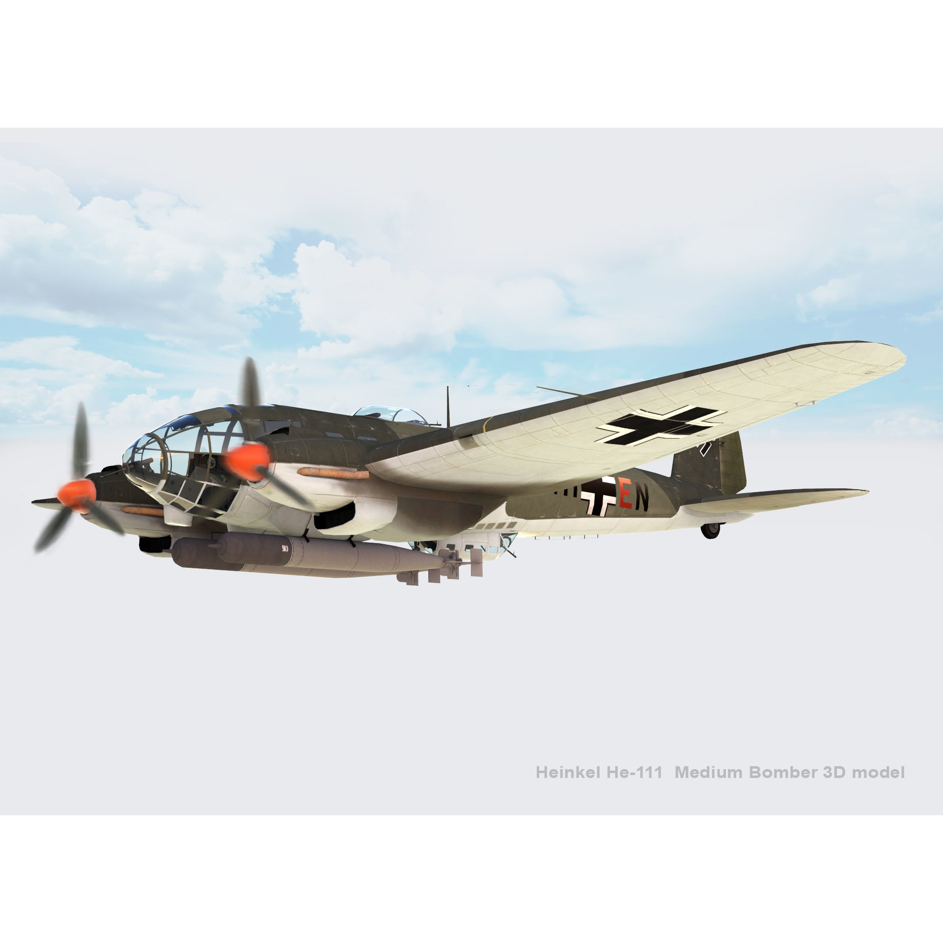 Heinkel He-111 - Rigged Game-Ready 3D Model - View 14