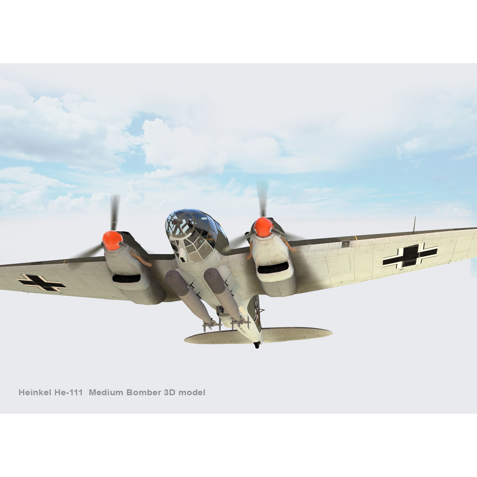 Heinkel He-111 - Rigged Game-Ready 3D Model - View 15