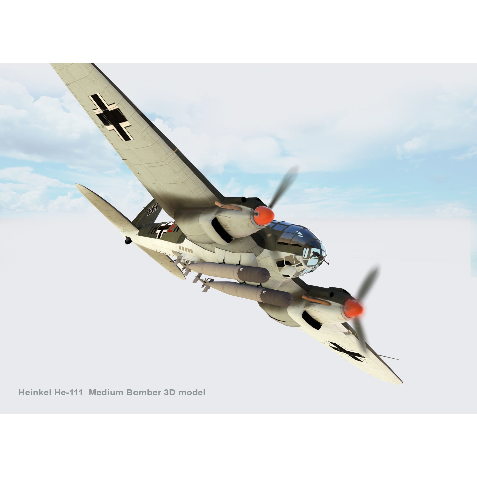 Heinkel He-111 - Rigged Game-Ready 3D Model - View 16