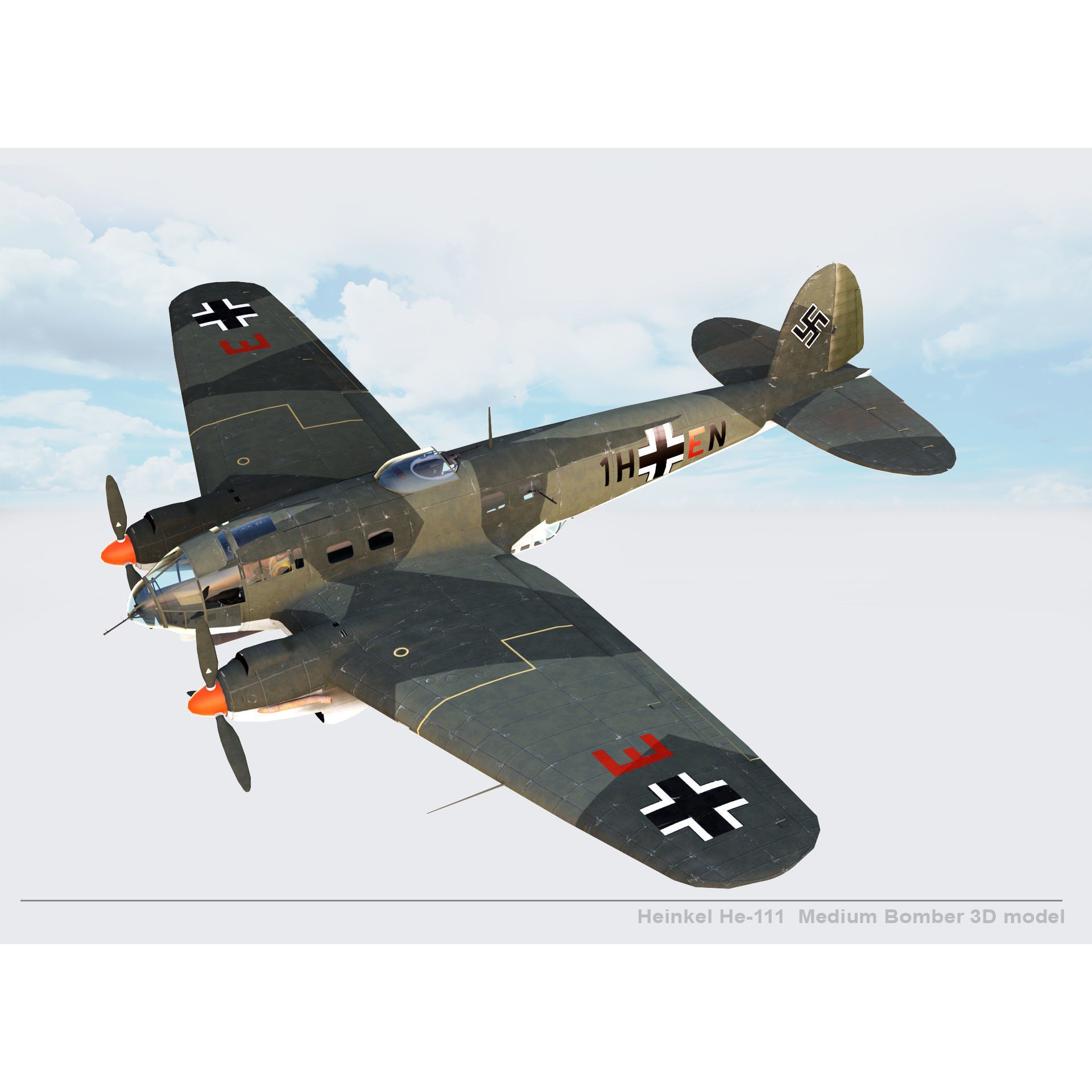Heinkel He-111 - Rigged Game-Ready 3D Model - View 17