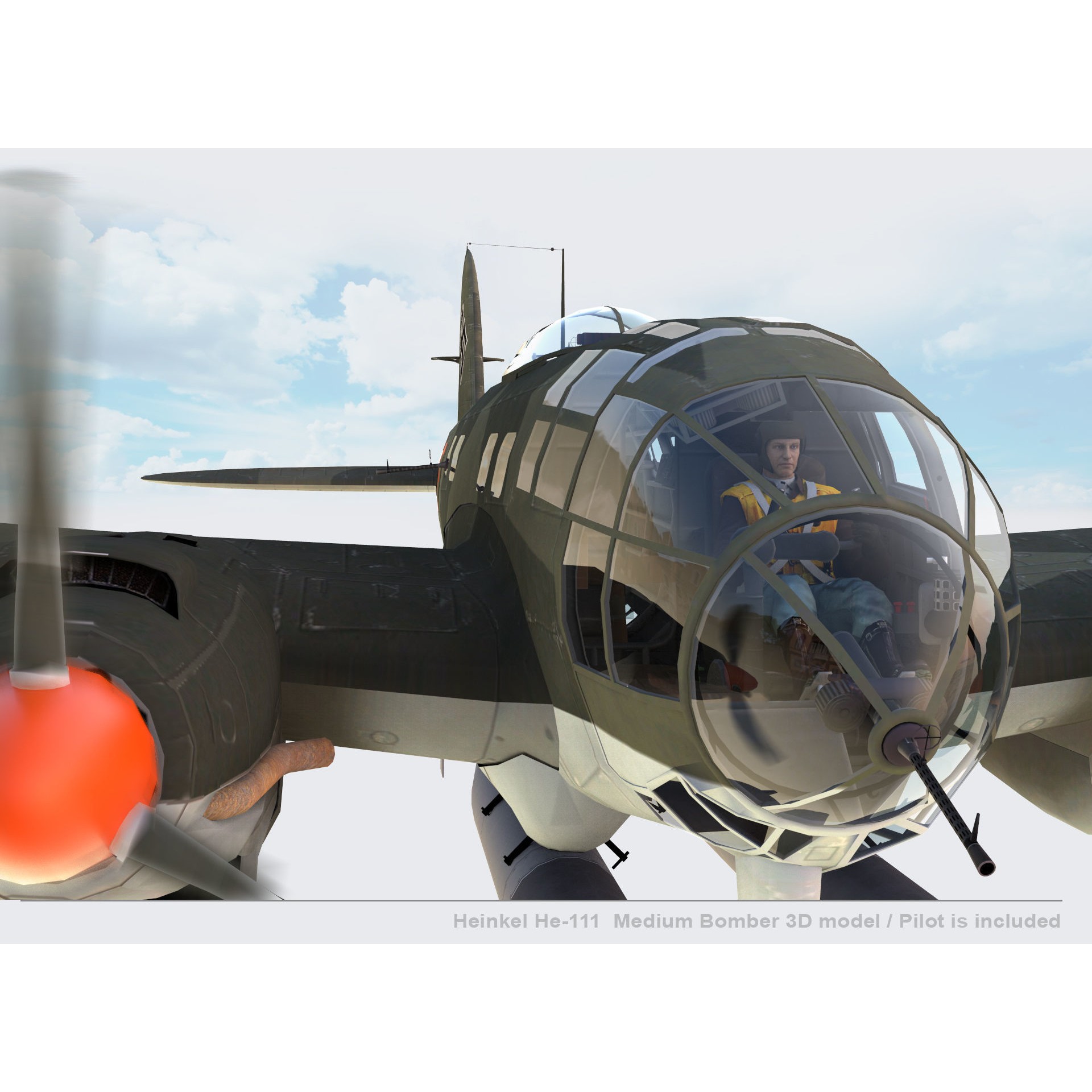 Heinkel He-111 - Rigged Game-Ready 3D Model - View 19