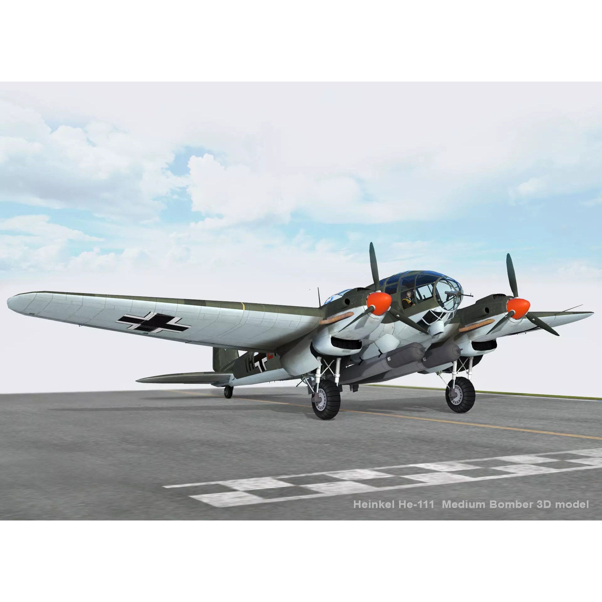 Heinkel He-111 - Rigged Game-Ready 3D Model - View 2