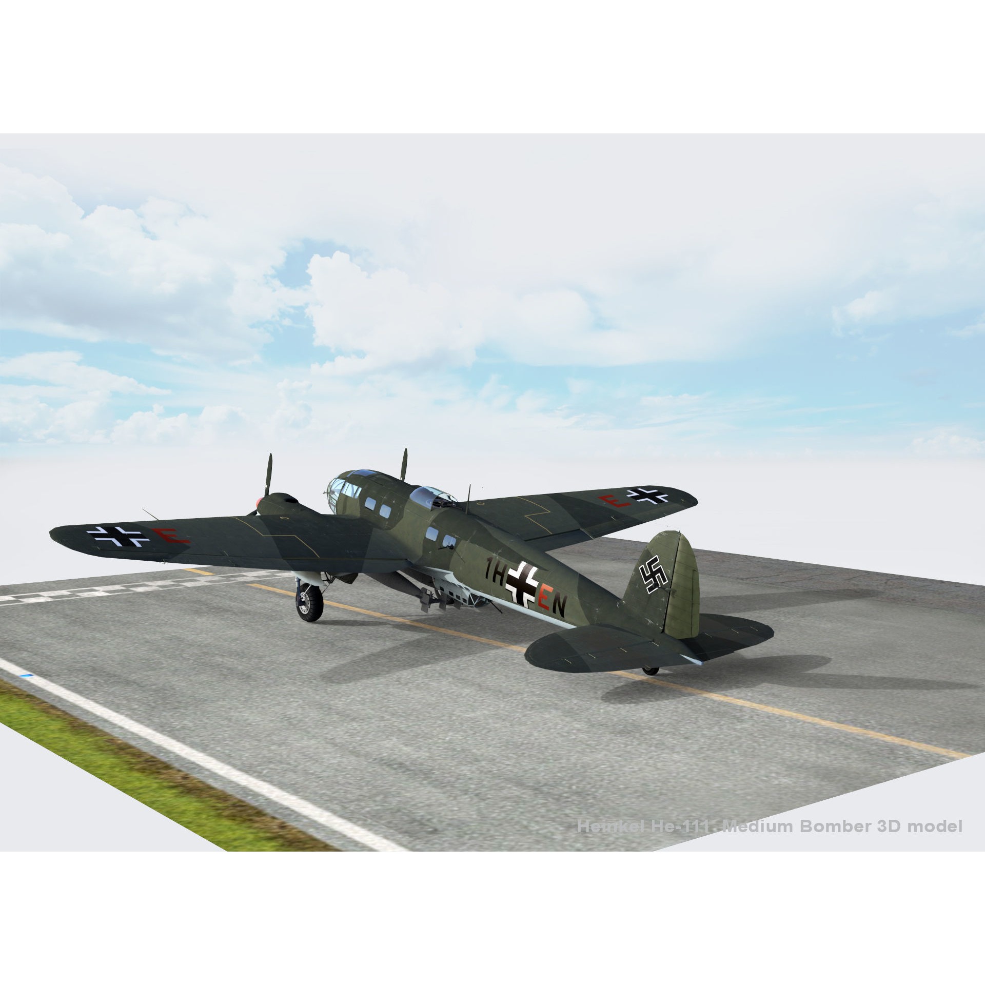 Heinkel He-111 - Rigged Game-Ready 3D Model - View 4