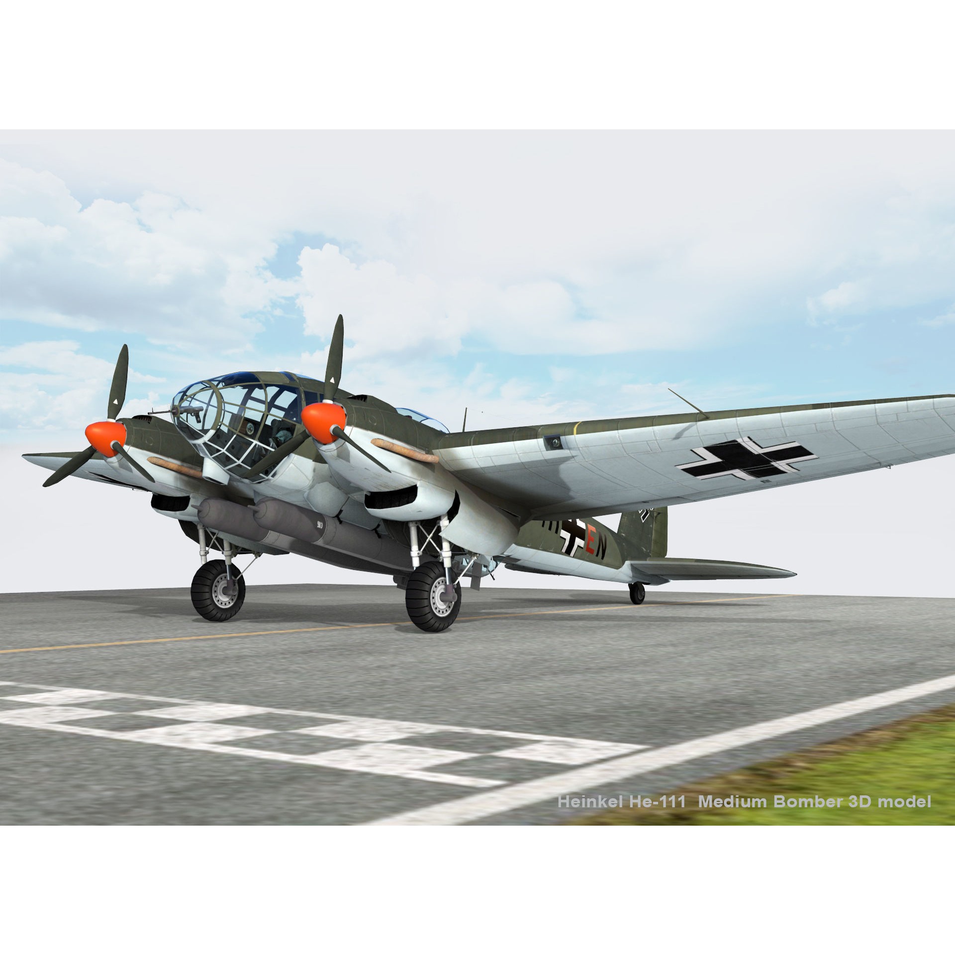 Heinkel He-111 - Rigged Game-Ready 3D Model - View 5