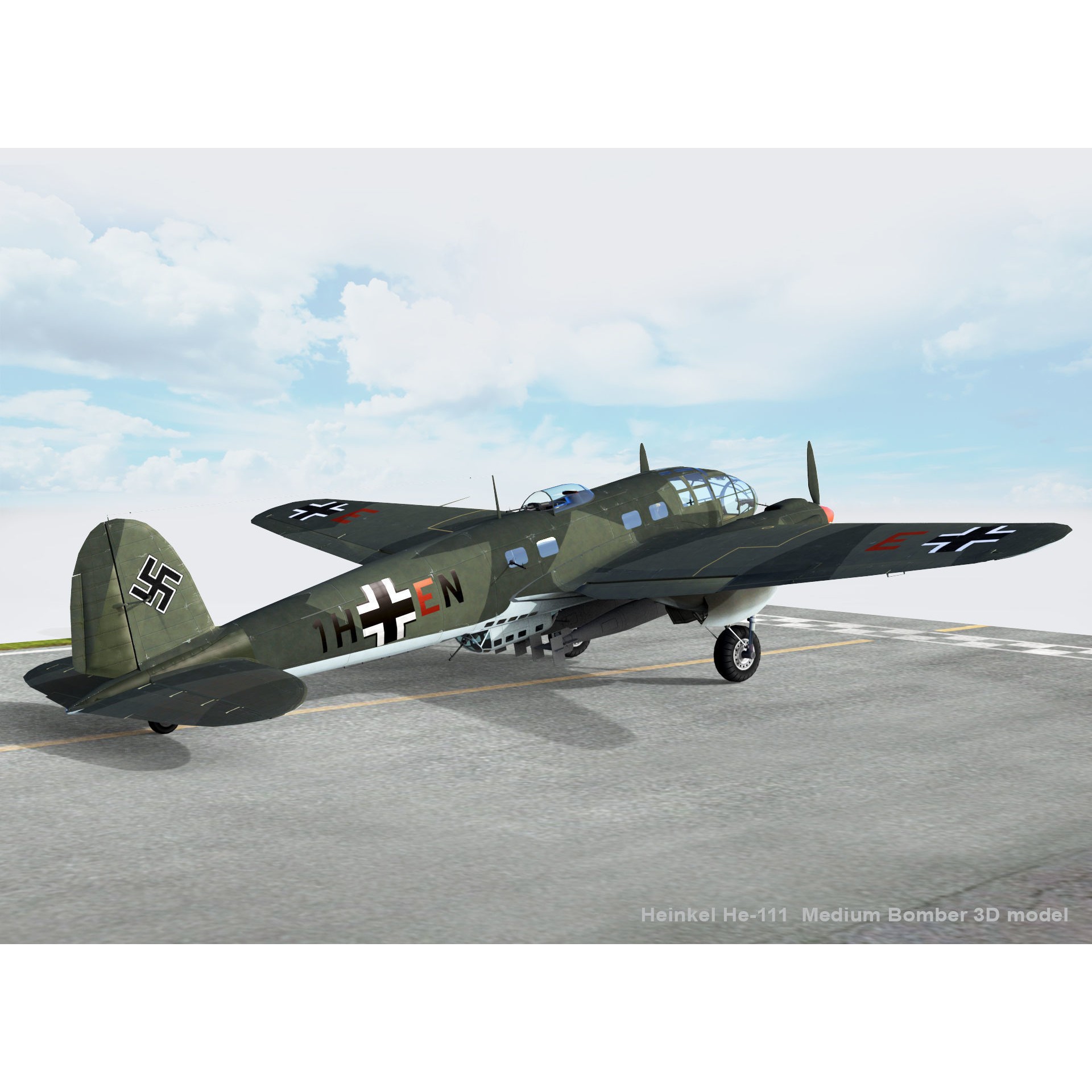 Heinkel He-111 - Rigged Game-Ready 3D Model - View 6