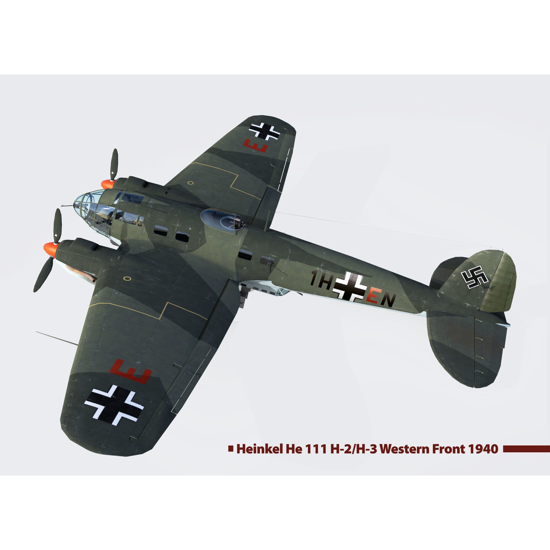 Heinkel He-111 - Rigged Game-Ready 3D Model - View 7