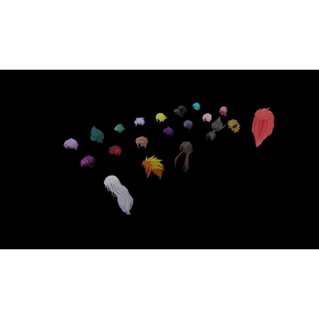 Stylized Male Hair 3D Model – Low Poly Game Asset, FBX, OBJ - View 11