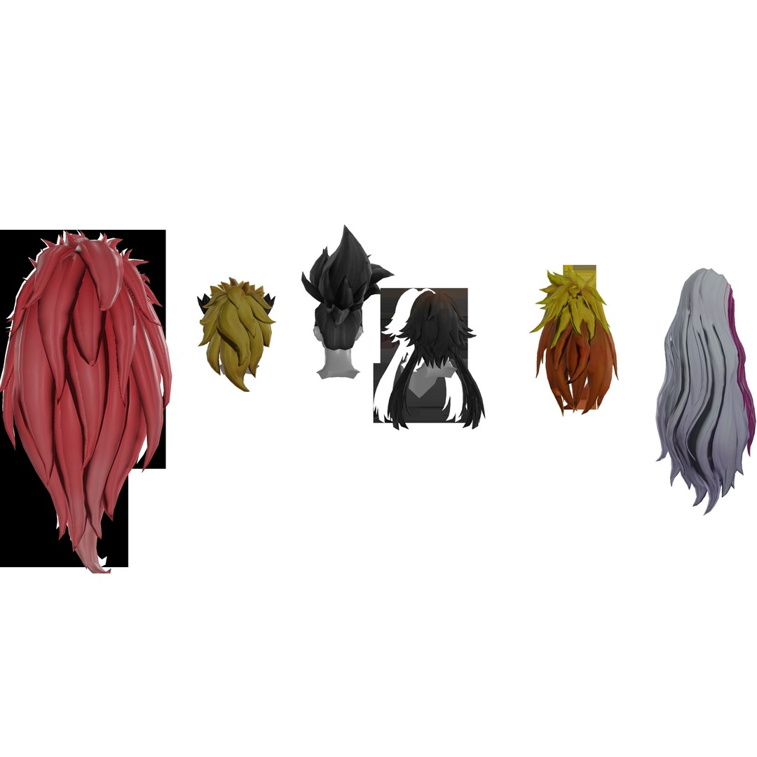 Stylized Male Hair 3D Model – Low Poly Game Asset, FBX, OBJ - View 8