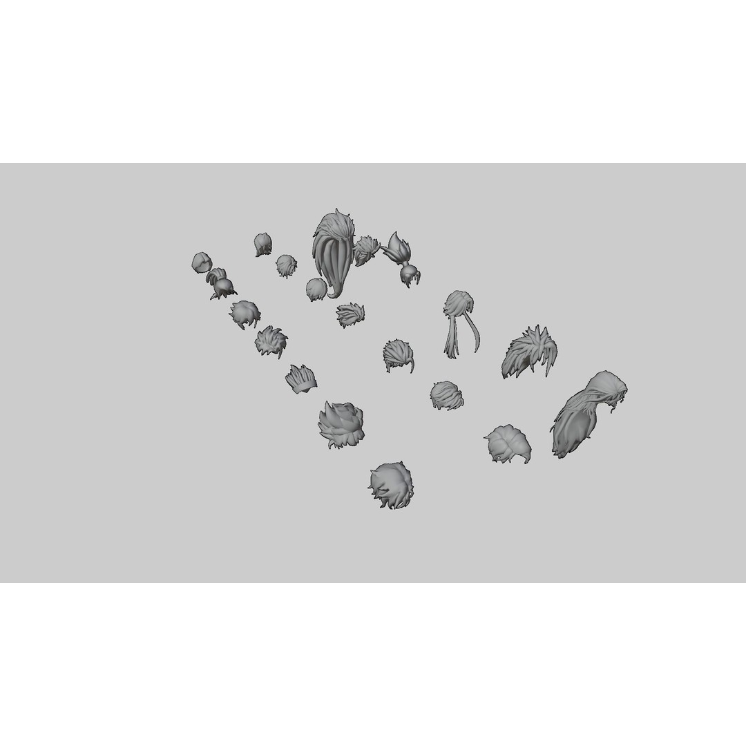 Stylized Male Hair 3D Model – Low Poly Game Asset, FBX, OBJ - View 9