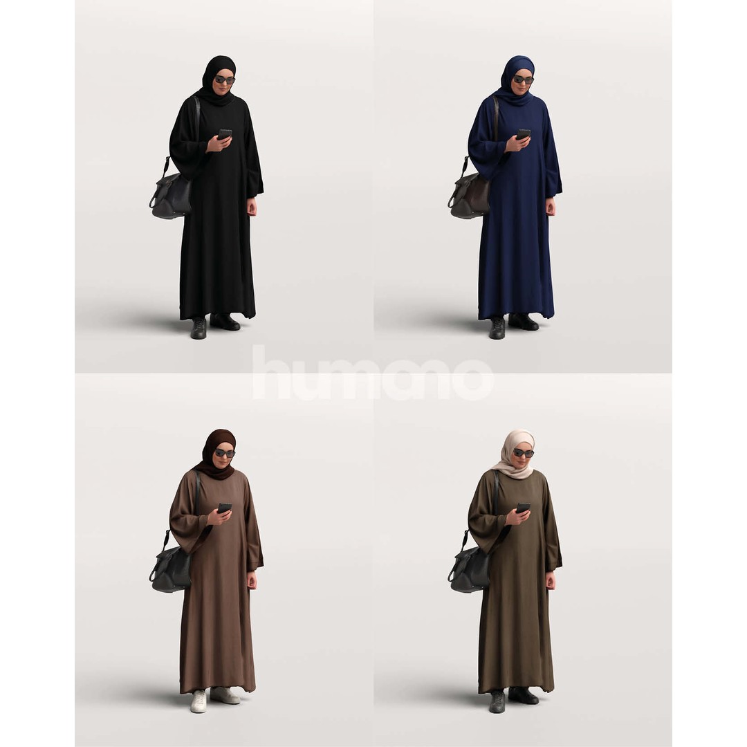Arab Woman 3D Model – Realistic Character in Abaya, FBX, PBR - View 3