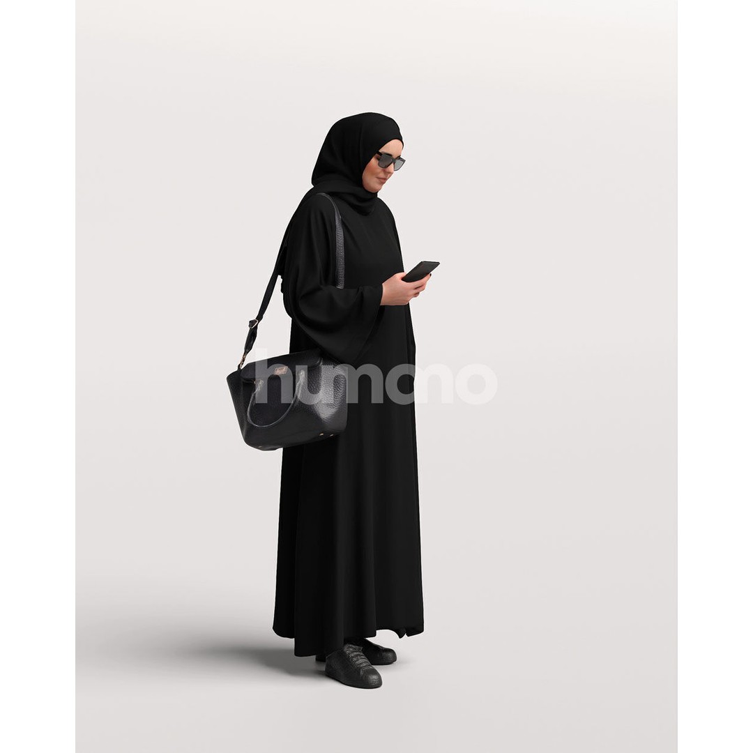 Arab Woman 3D Model – Realistic Character in Abaya, FBX, PBR - View 6