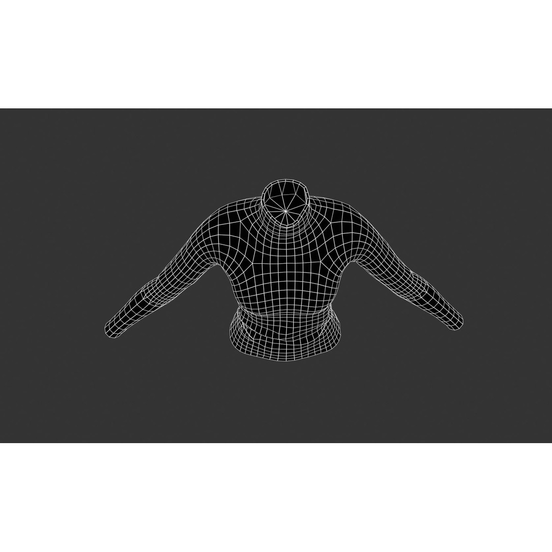 Black Turtle Neck Pull Top 3D Model – Low Poly PBR Game Asset, FBX - View 13