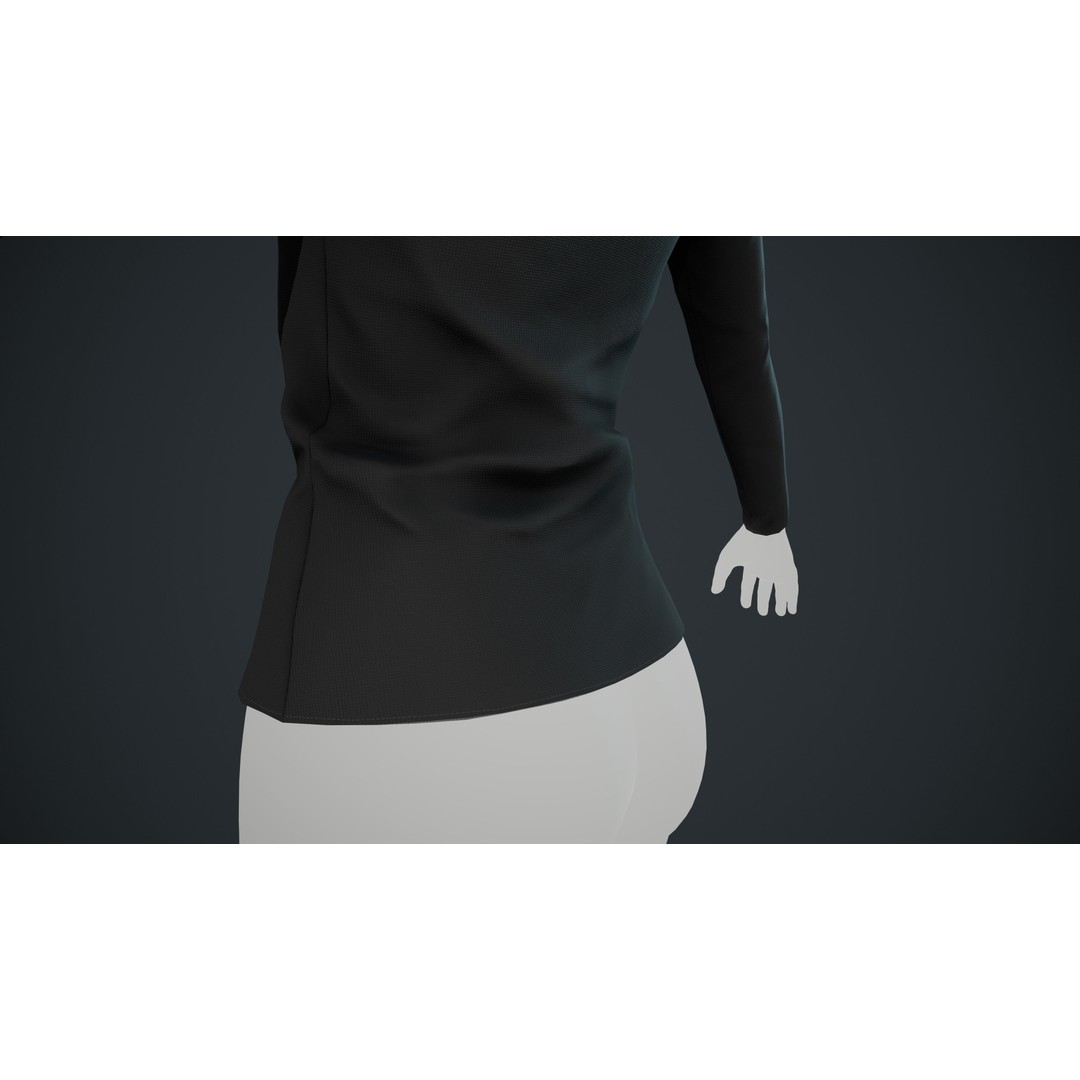 Black Turtle Neck Pull Top 3D Model – Low Poly PBR Game Asset, FBX - View 5