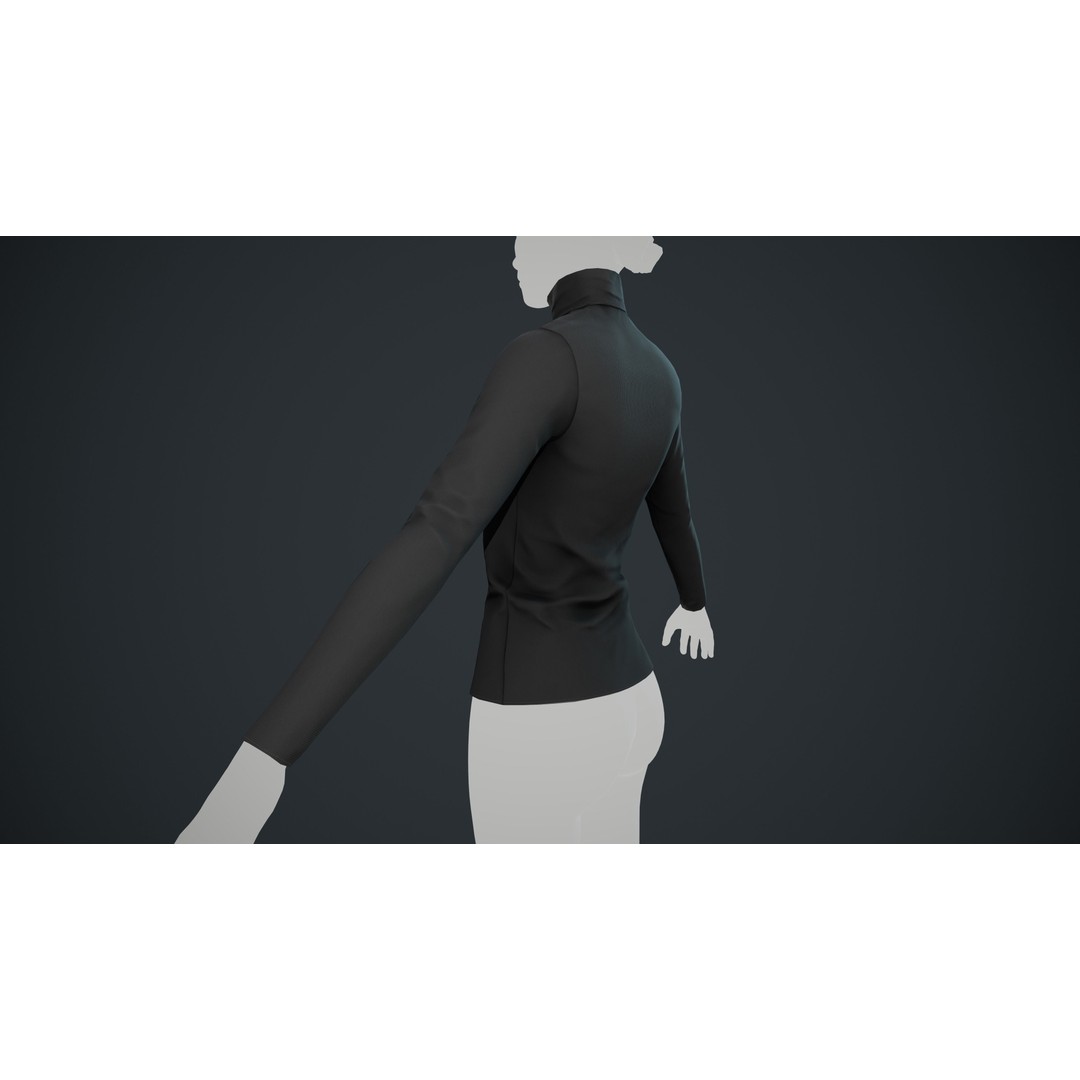 Black Turtle Neck Pull Top 3D Model – Low Poly PBR Game Asset, FBX - View 7