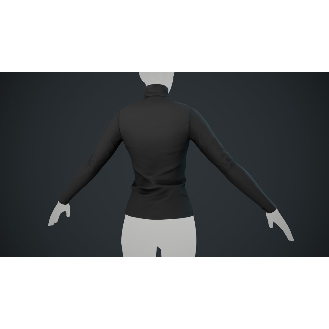 Black Turtle Neck Pull Top 3D Model – Low Poly PBR Game Asset, FBX - View 8