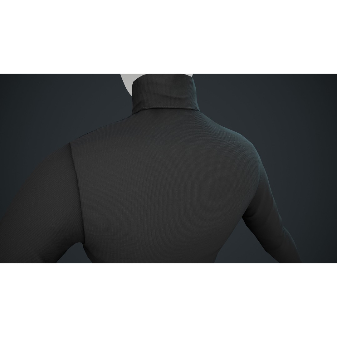 Black Turtle Neck Pull Top 3D Model – Low Poly PBR Game Asset, FBX - View 9