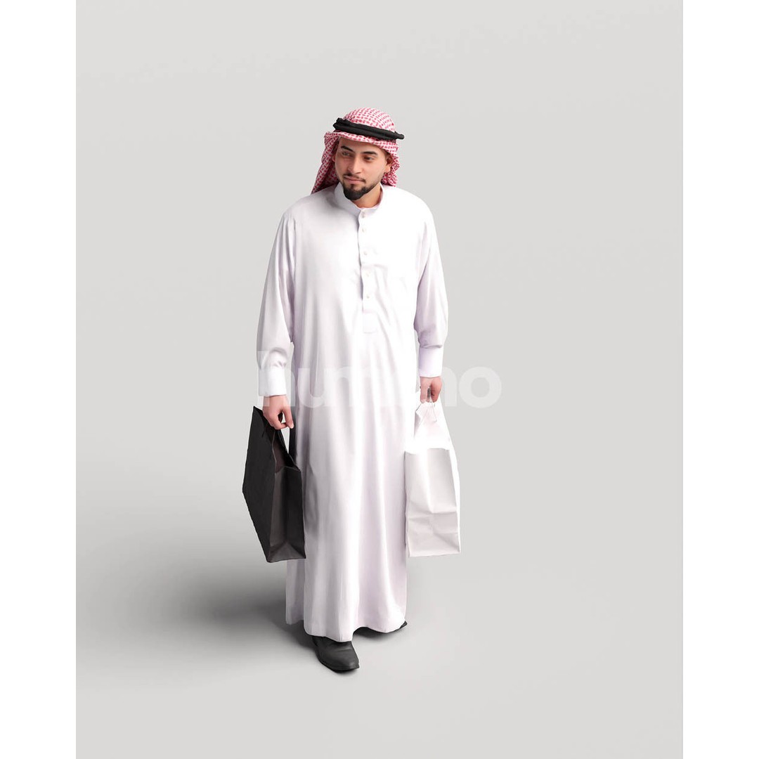 Arab Man 3D Model – Realistic Character in Thobe, PBR Textures - View 10