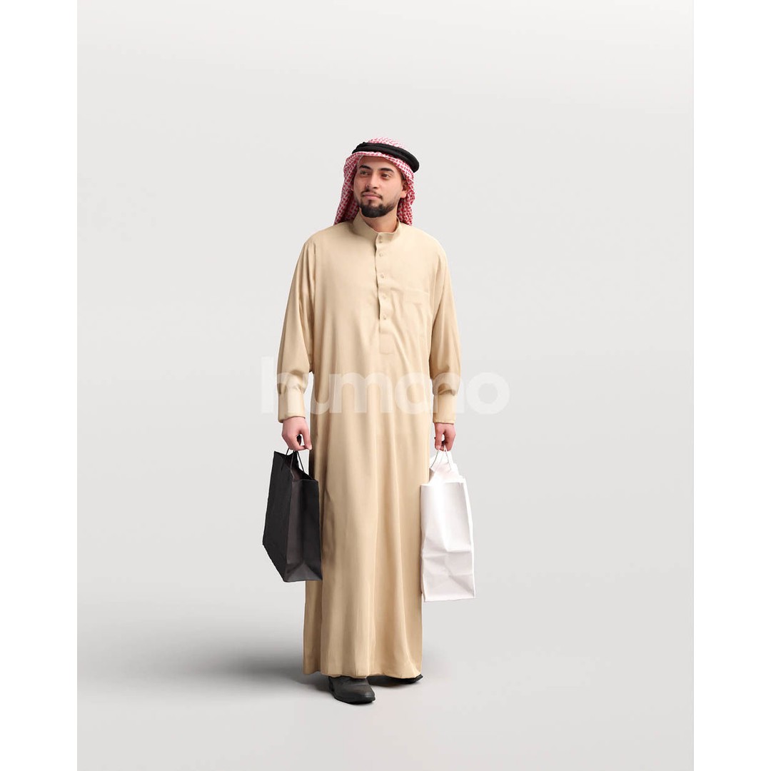 Arab Man 3D Model – Realistic Character in Thobe, PBR Textures - View 11