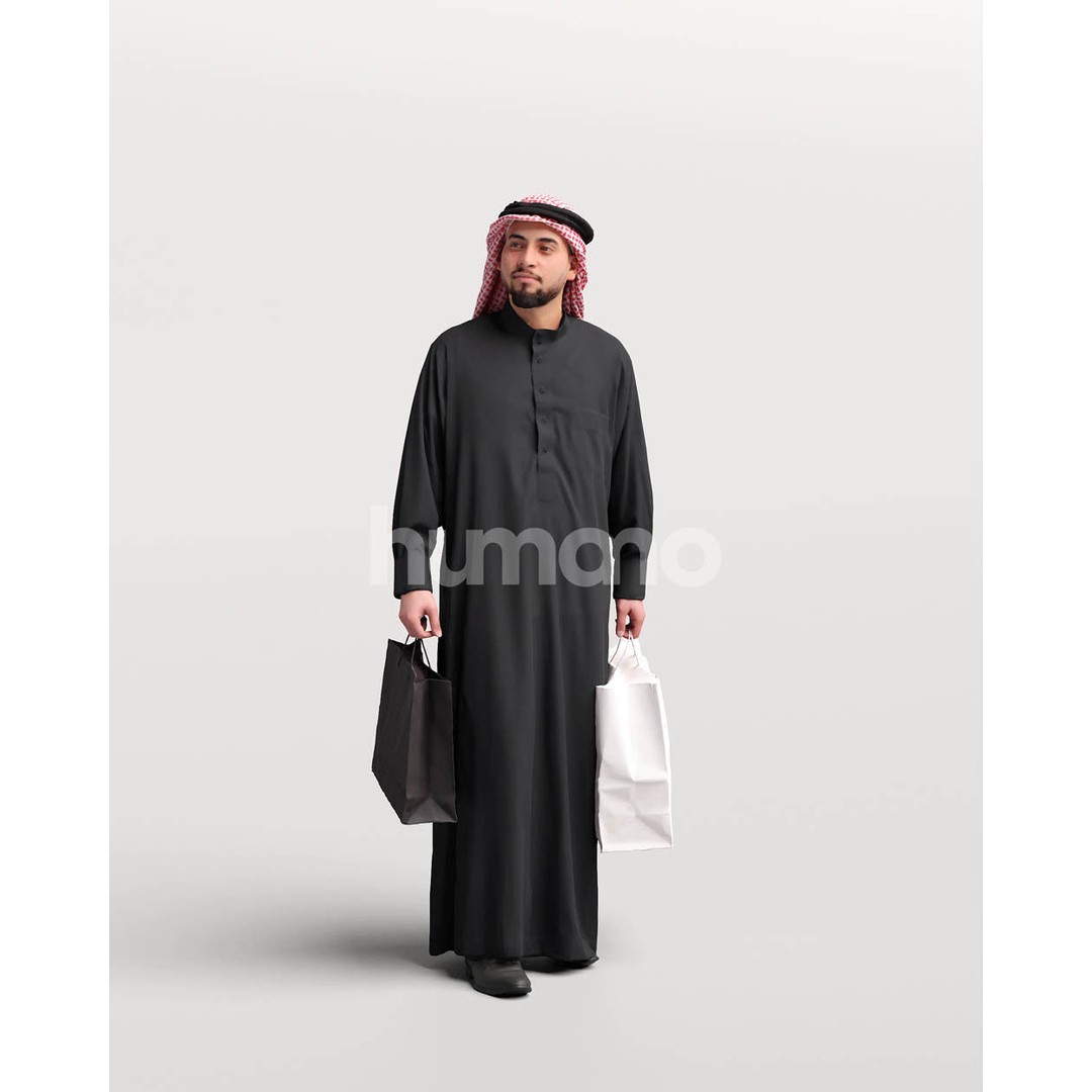 Arab Man 3D Model – Realistic Character in Thobe, PBR Textures - View 12