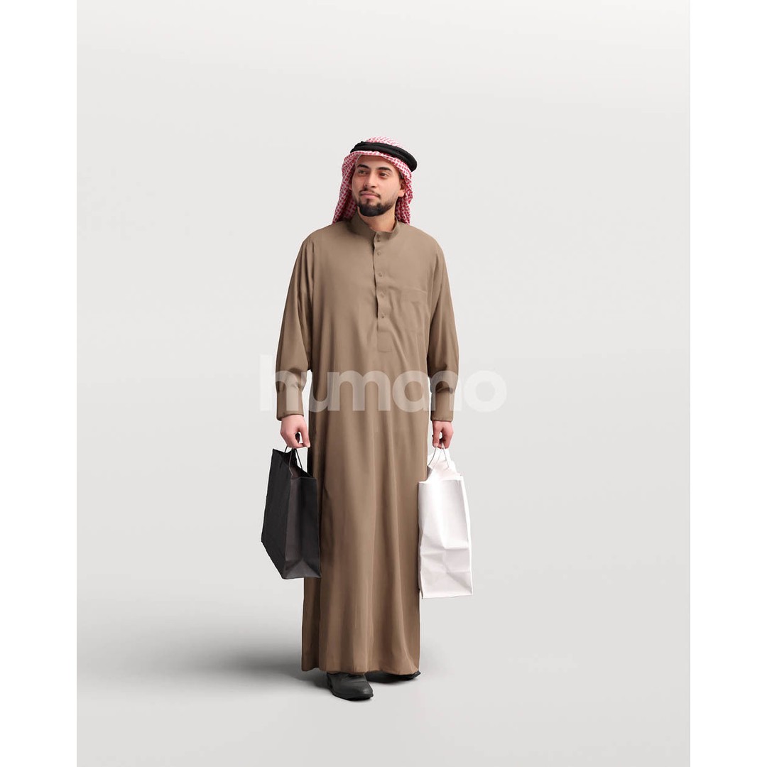 Arab Man 3D Model – Realistic Character in Thobe, PBR Textures - View 13