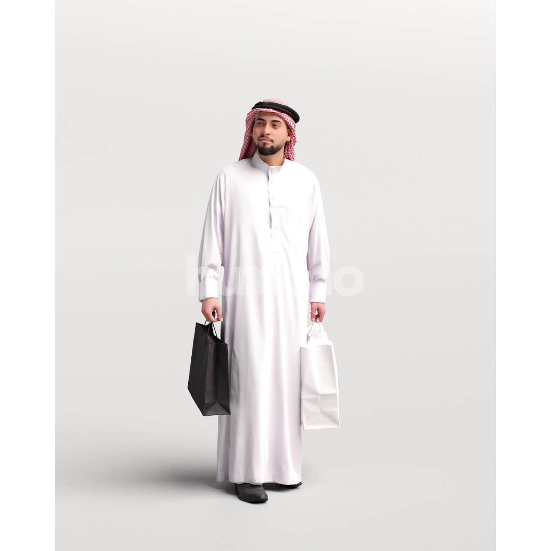 Arab Man 3D Model – Realistic Character in Thobe, PBR Textures - View 3