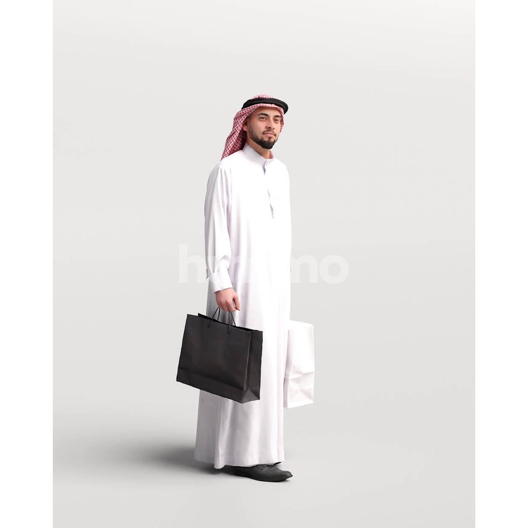 Arab Man 3D Model – Realistic Character in Thobe, PBR Textures - View 4