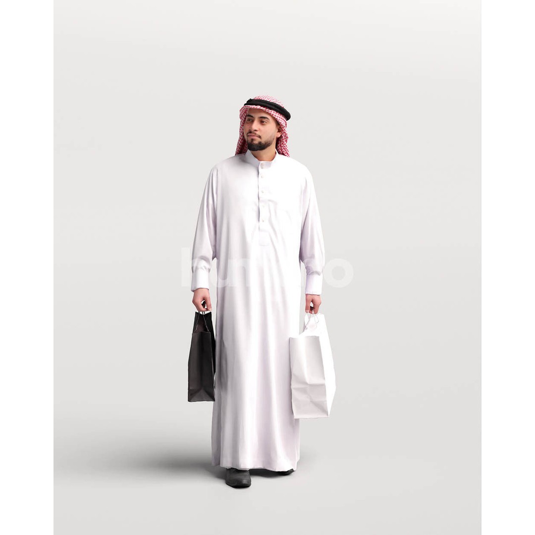 Arab Man 3D Model – Realistic Character in Thobe, PBR Textures - View 5