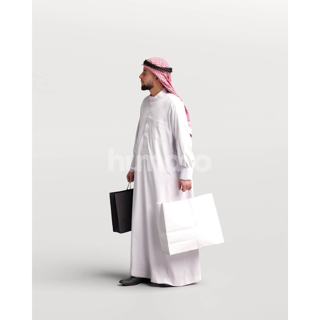 Arab Man 3D Model – Realistic Character in Thobe, PBR Textures - View 7