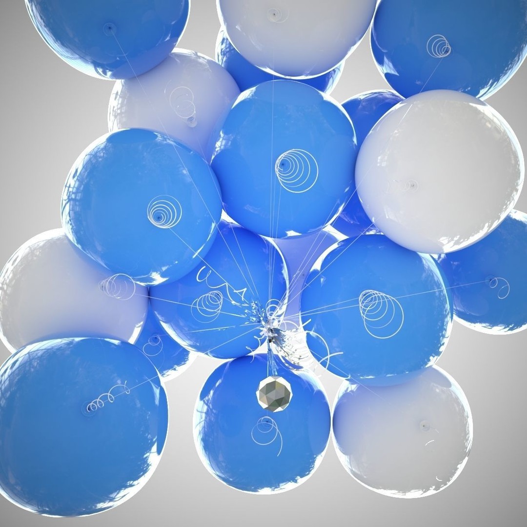 Colorful Air Balloons 3D Model – High-Quality Polygon Mesh, FBX - View 3