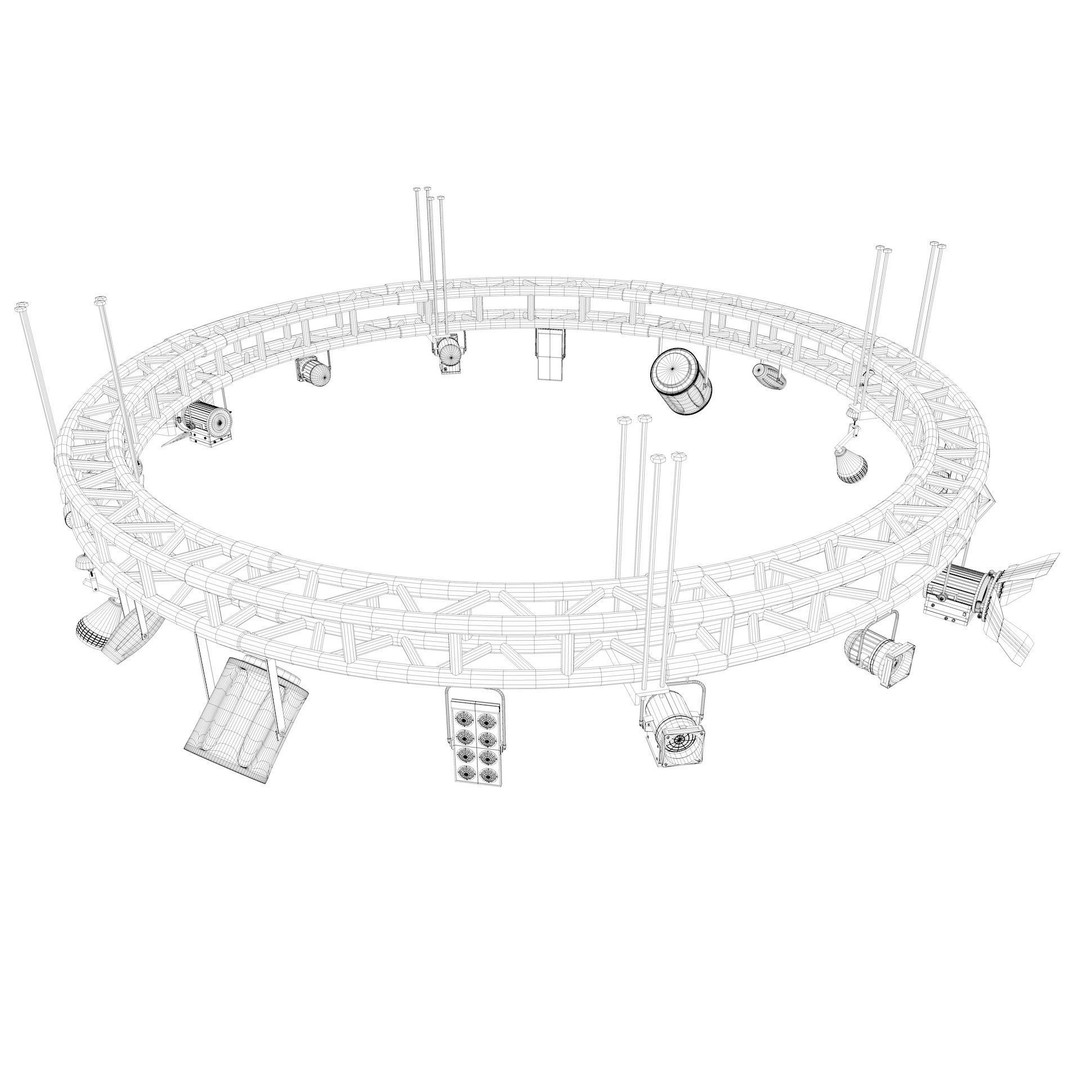 Light Truss 3D Model – Industrial Stage Rig, FBX, Blender, Cinema4D - View 15