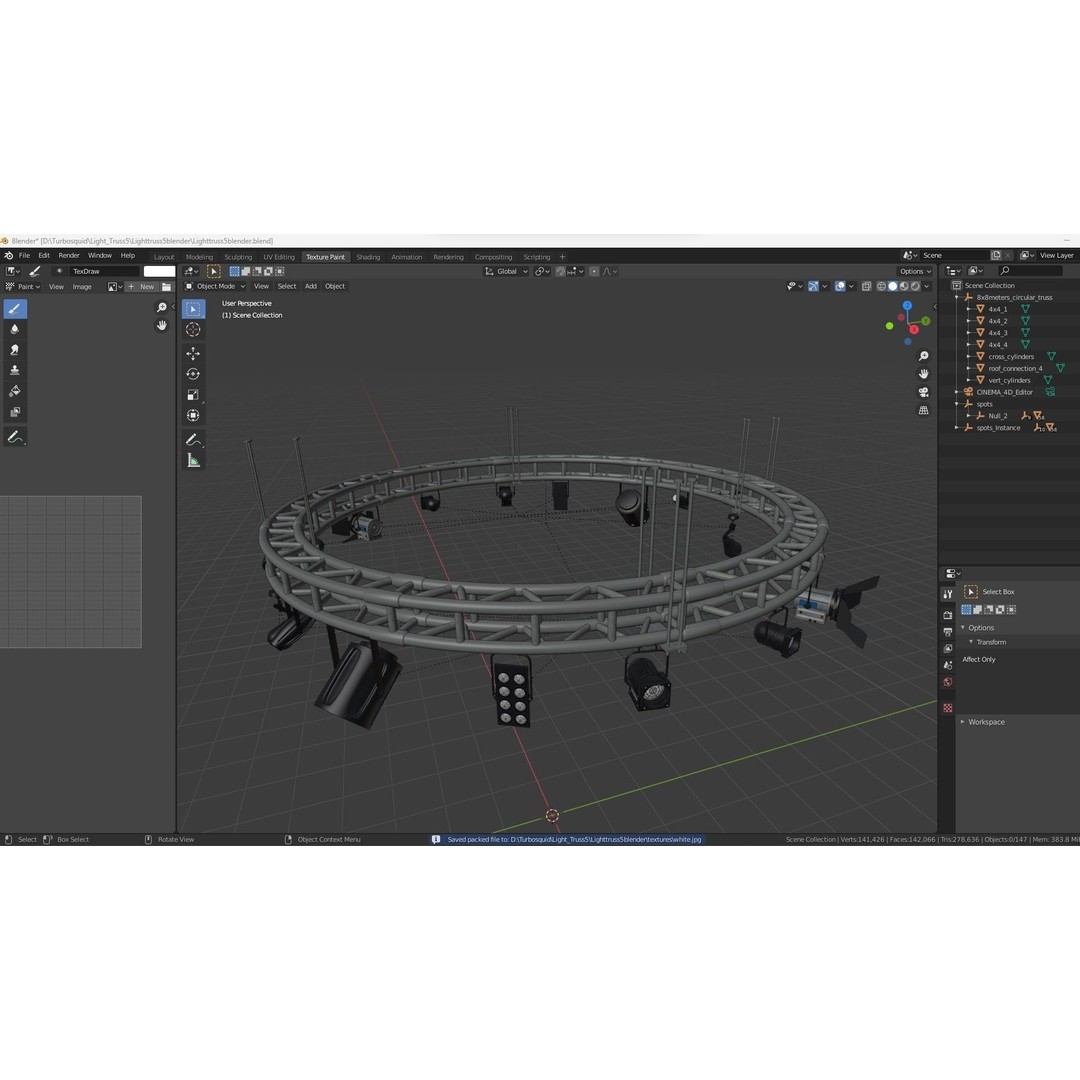 Light Truss 3D Model – Industrial Stage Rig, FBX, Blender, Cinema4D - View 16