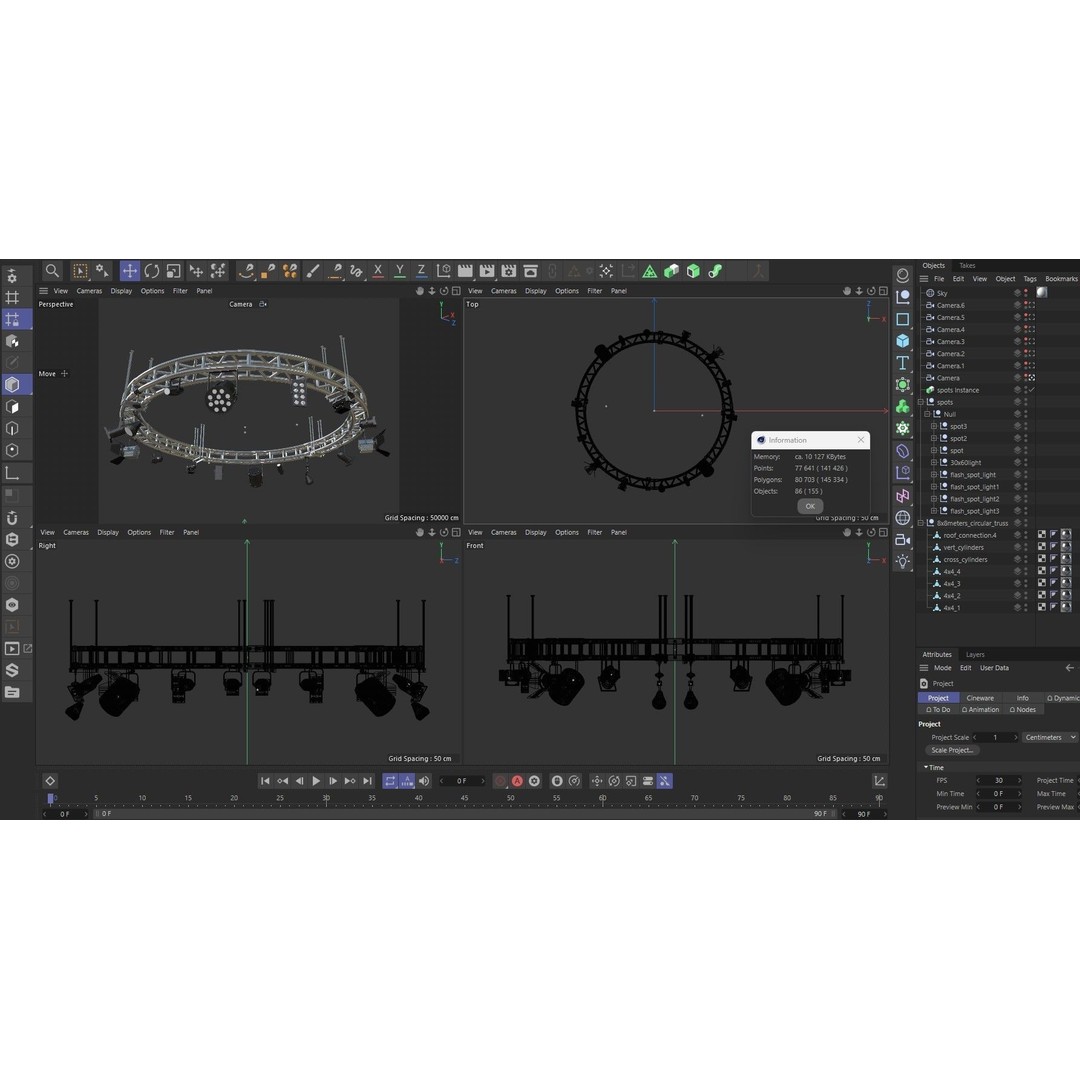 Light Truss 3D Model – Industrial Stage Rig, FBX, Blender, Cinema4D - View 17