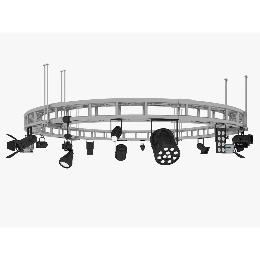 Light Truss 3D Model – Industrial Stage Rig, FBX, Blender, Cinema4D - View 3