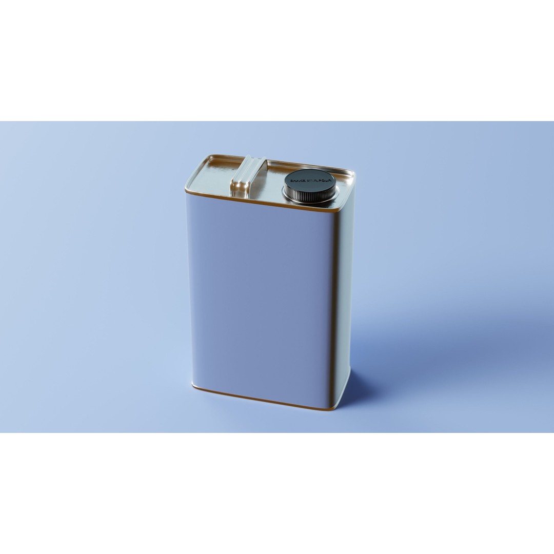 Paint Can 3D Model – Oblong Gallon Steel Can with Textures - View 6