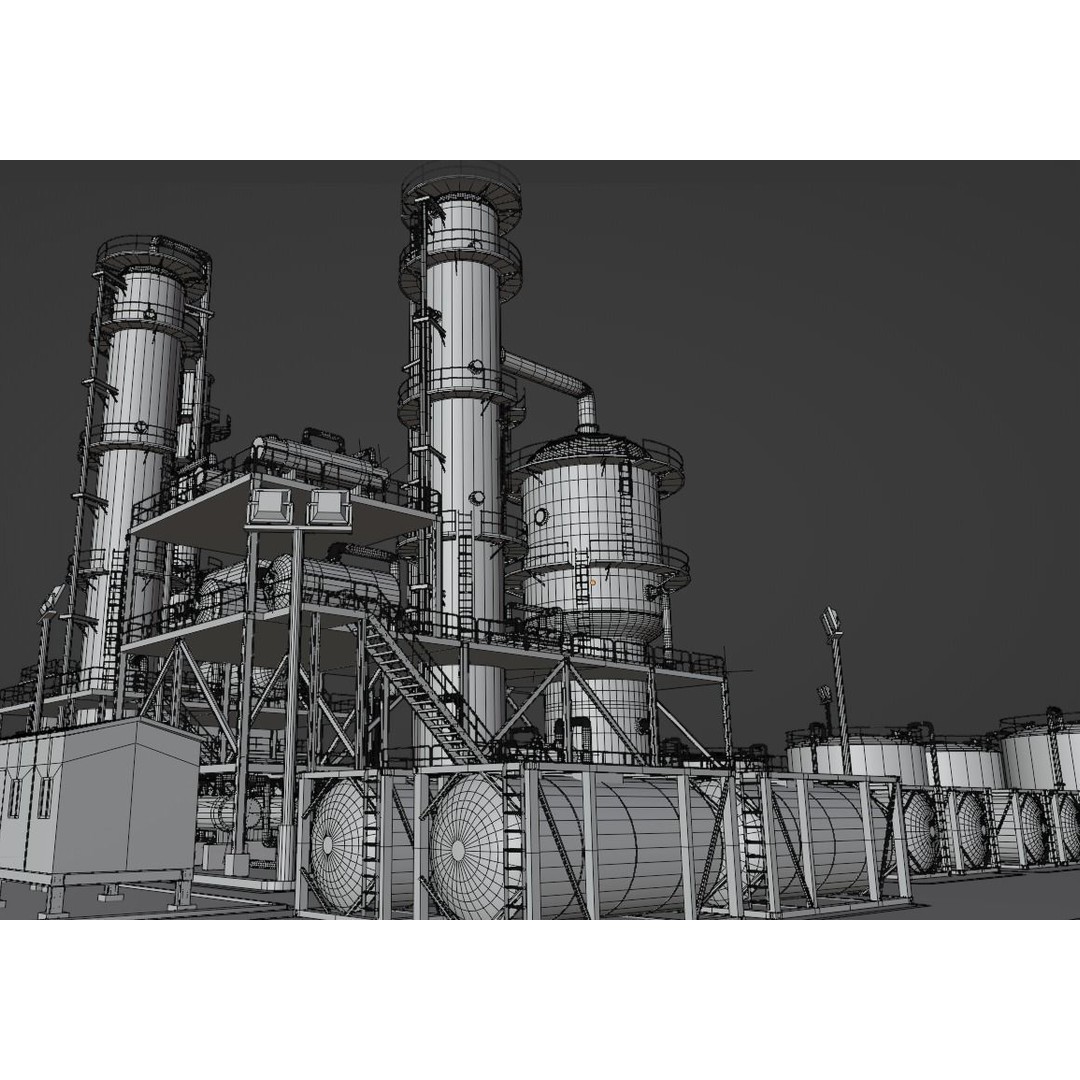 Refinery Unit 3D Model – Detailed Industrial Scene with PBR Textures