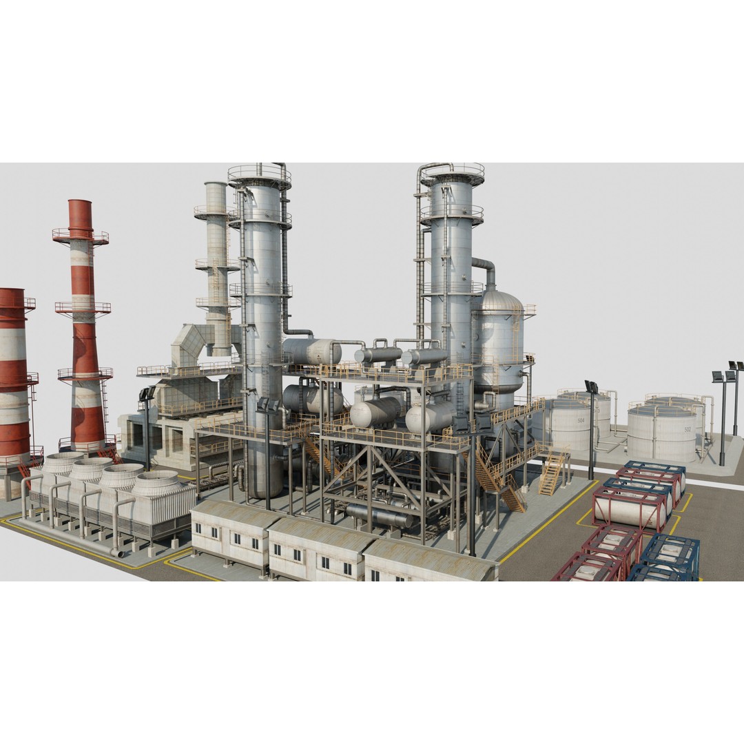 Refinery Unit 3D Model – Detailed Industrial Scene with PBR Textures - View 10