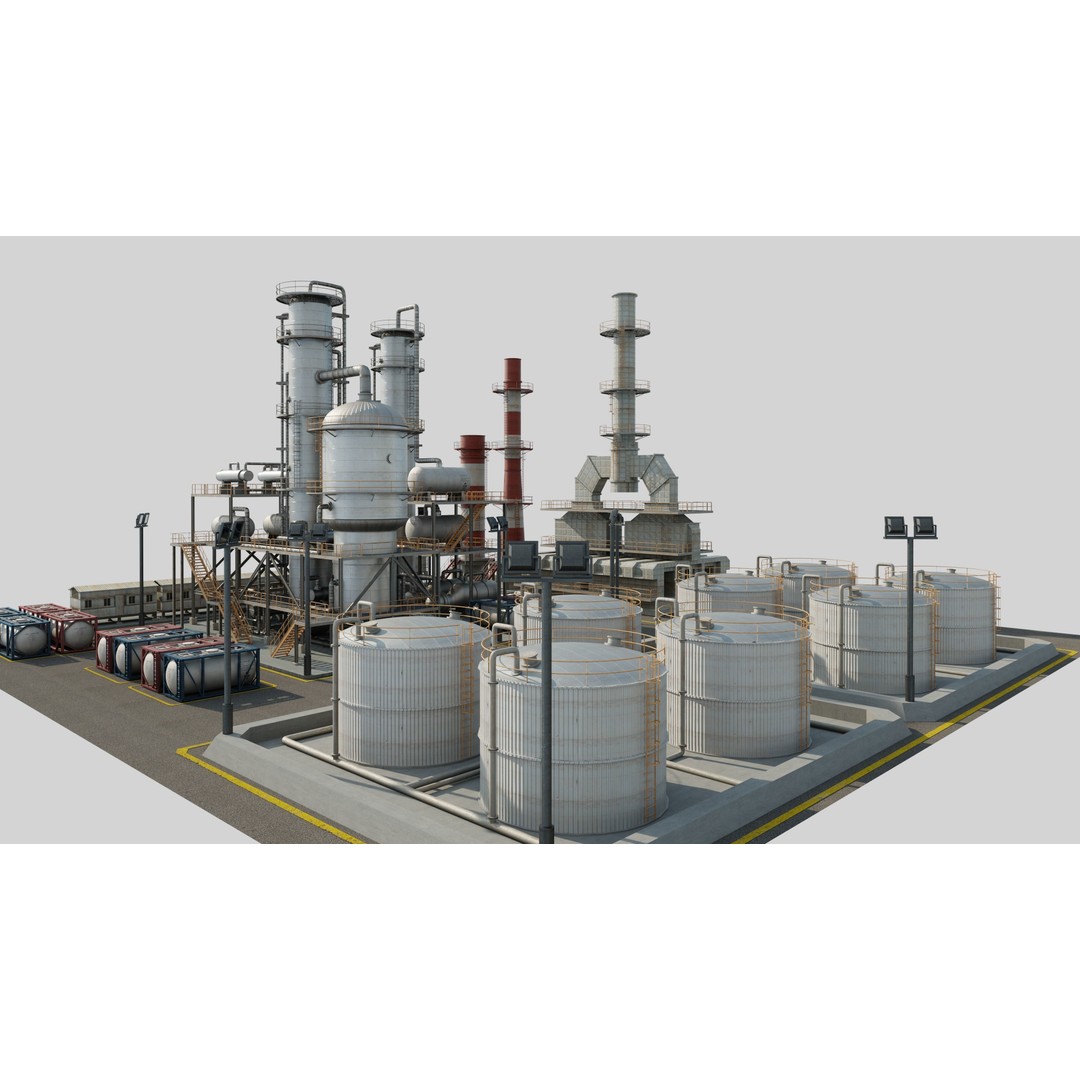 Refinery Unit 3D Model – Detailed Industrial Scene with PBR Textures - View 11