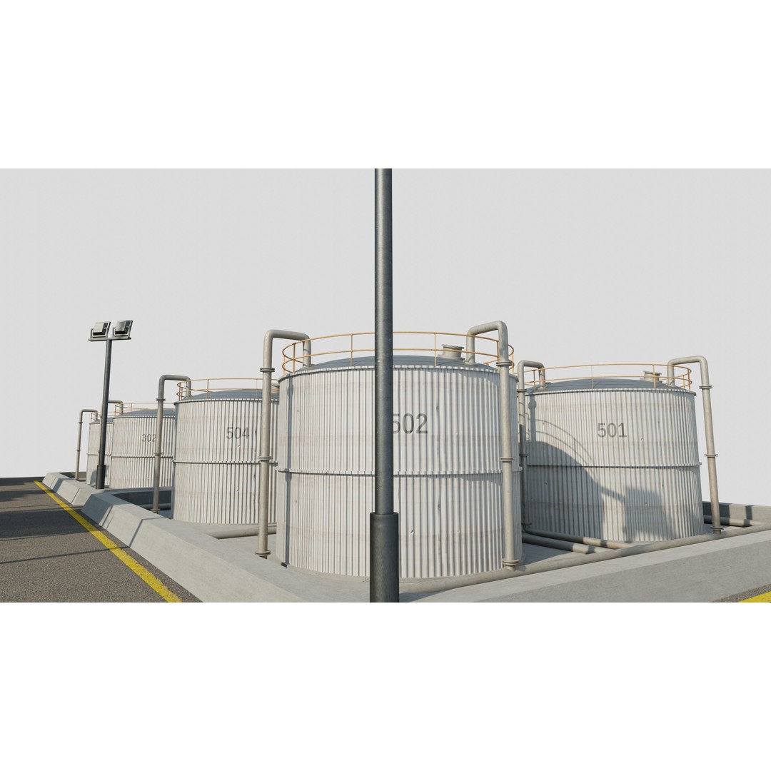 Refinery Unit 3D Model – Detailed Industrial Scene with PBR Textures - View 13