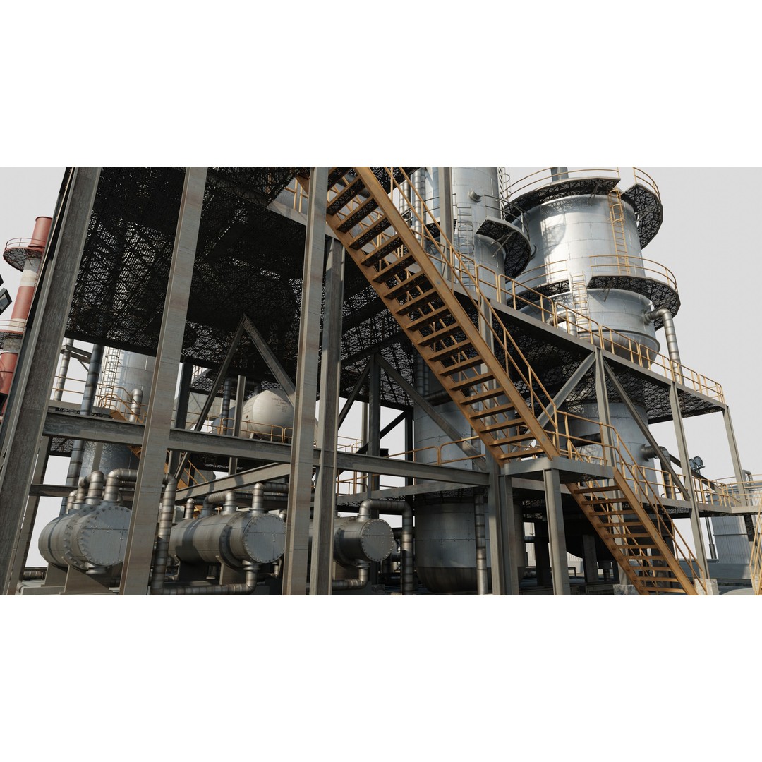 Refinery Unit 3D Model – Detailed Industrial Scene with PBR Textures - View 14