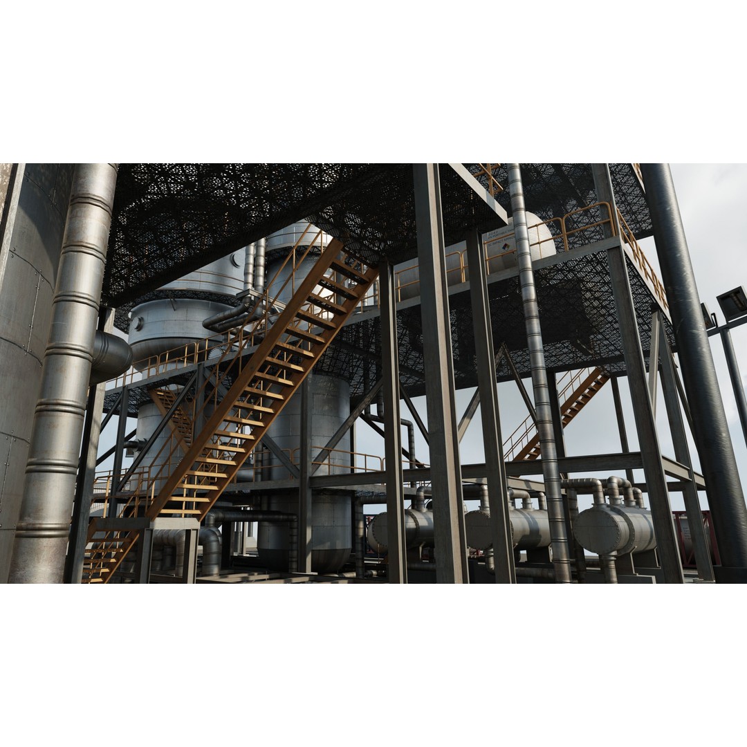 Refinery Unit 3D Model – Detailed Industrial Scene with PBR Textures - View 22