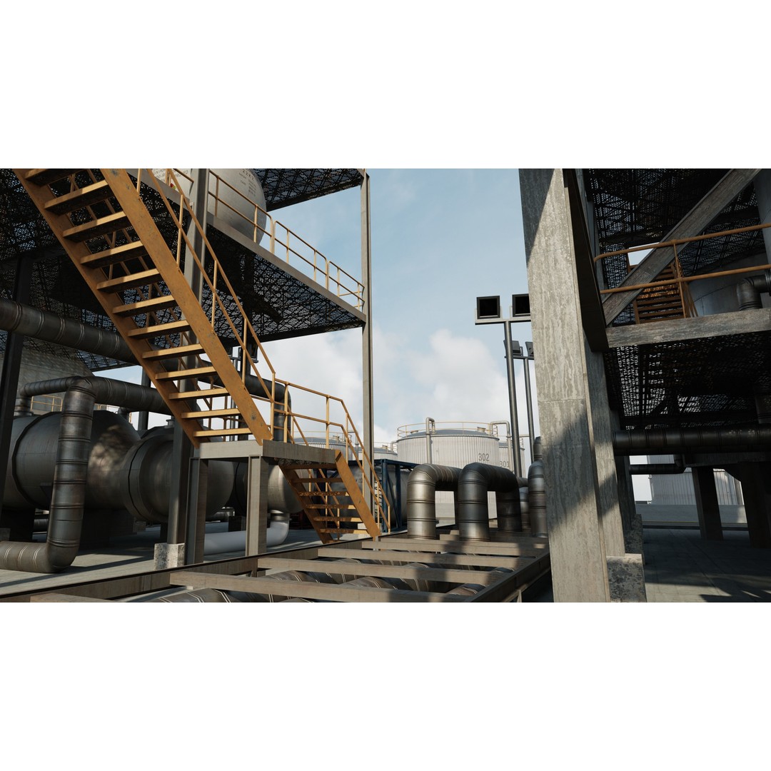 Refinery Unit 3D Model – Detailed Industrial Scene with PBR Textures - View 23