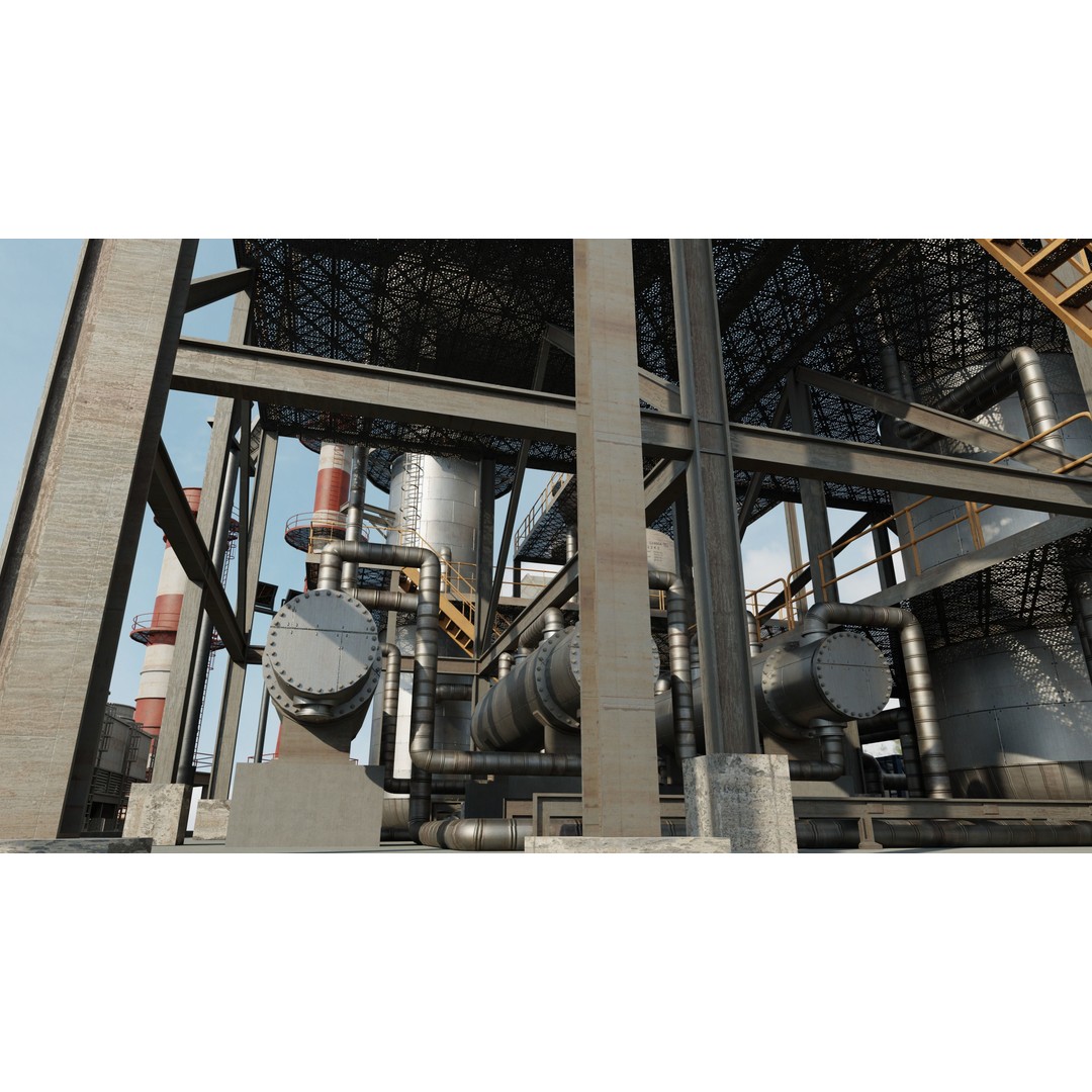 Refinery Unit 3D Model – Detailed Industrial Scene with PBR Textures - View 25