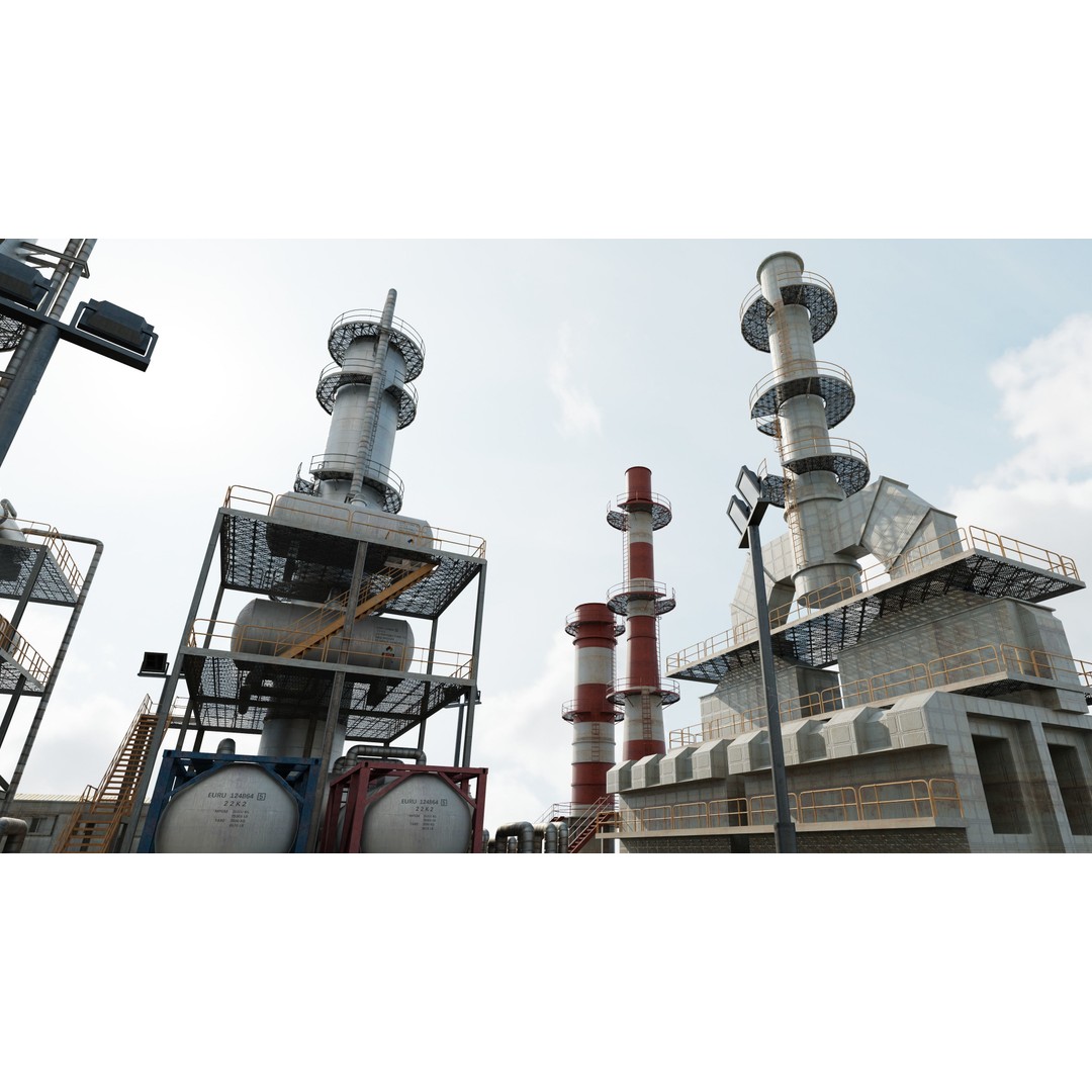Refinery Unit 3D Model – Detailed Industrial Scene with PBR Textures - View 26