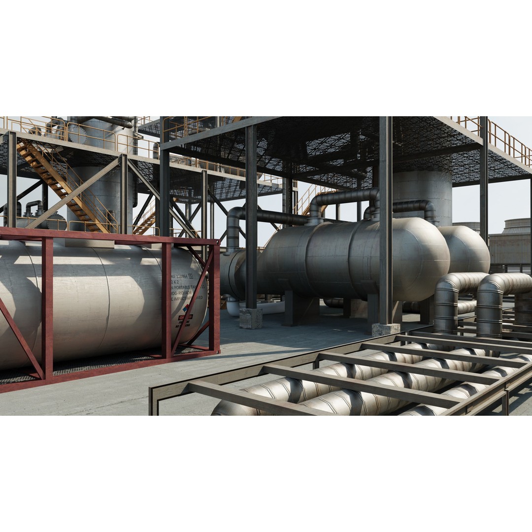 Refinery Unit 3D Model – Detailed Industrial Scene with PBR Textures - View 28
