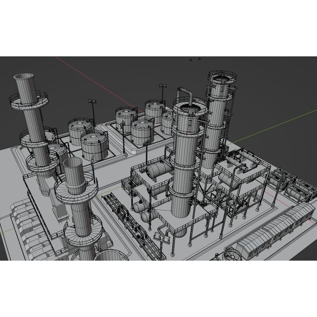 Refinery Unit 3D Model – Detailed Industrial Scene with PBR Textures - View 30