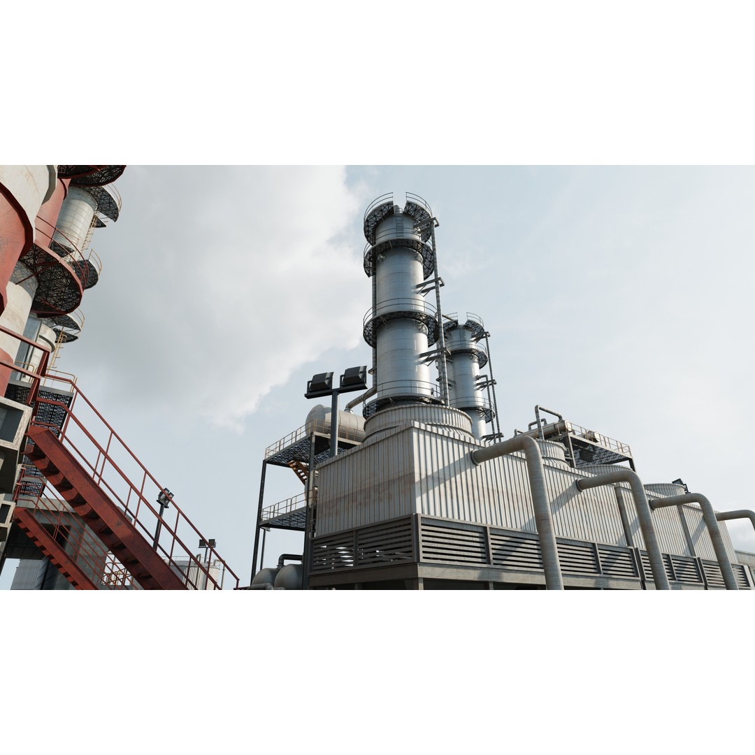 Refinery Unit 3D Model – Detailed Industrial Scene with PBR Textures - View 4