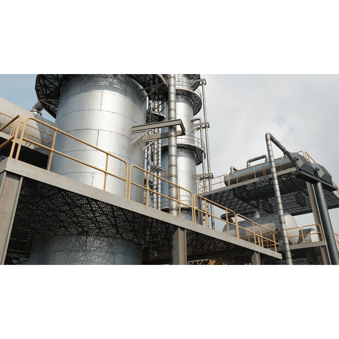Refinery Unit 3D Model – Detailed Industrial Scene with PBR Textures - View 7